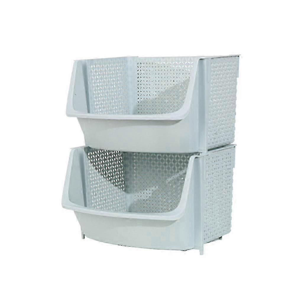 Kitchen Storage Basket Plastic Multi-functional Hollow Design Vegetables Fruit Racks Stackable 25-26