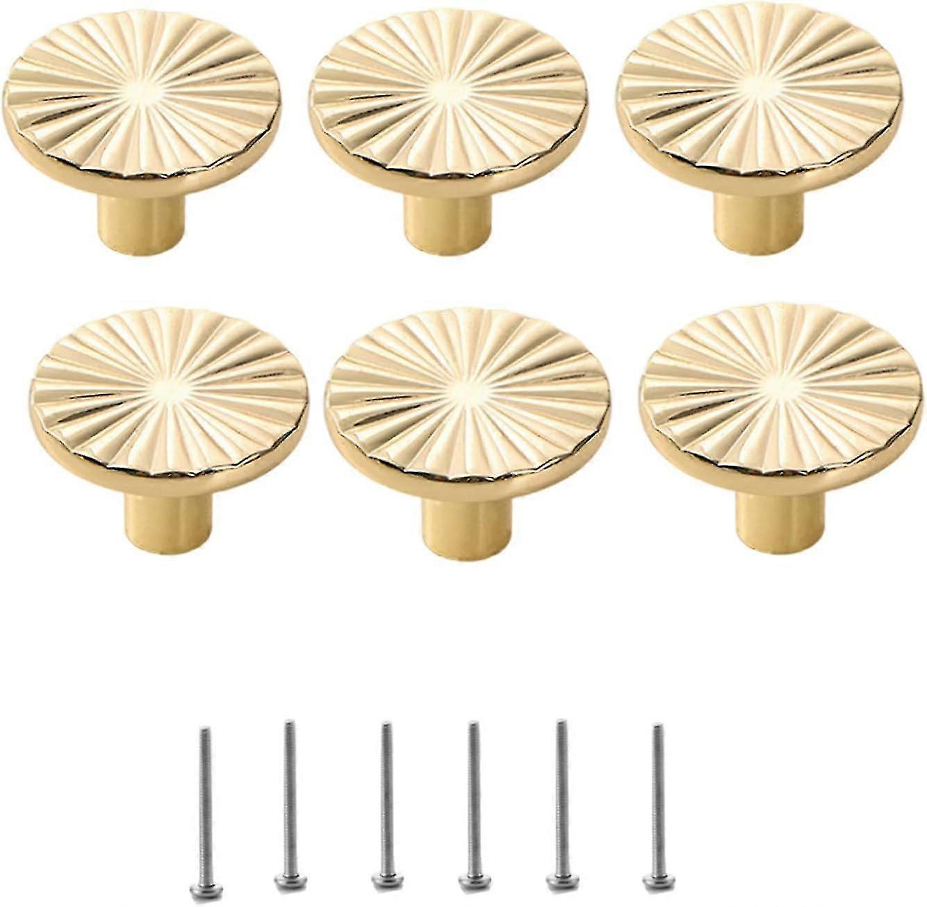2026 Brushed Gold Cabinet Knobs, 6 Pack, Stylish Brass Drawer Pulls for Kitchen & Bathroom