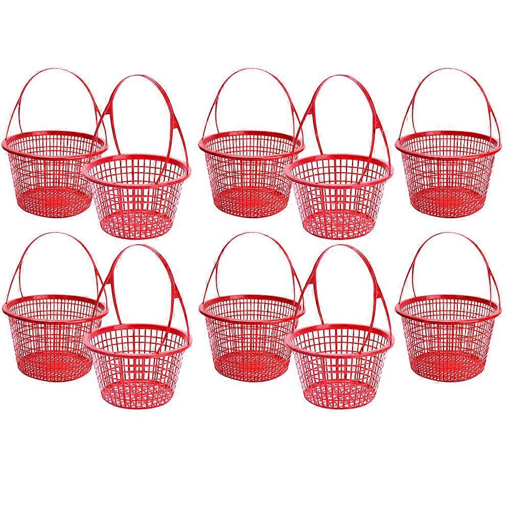 Fruit Basket Handheld Fruits Basket for Picking 10Pcs Red Plastic