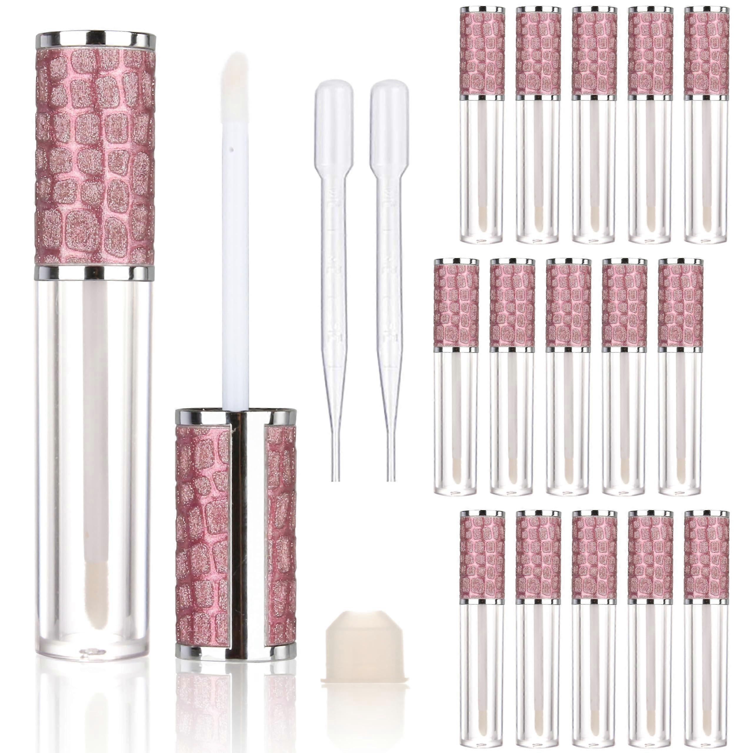 15pcs 5ml Empty Lip Gloss Tubes with Wand, Purple Grid Cap, LeakResistant Refillable Design