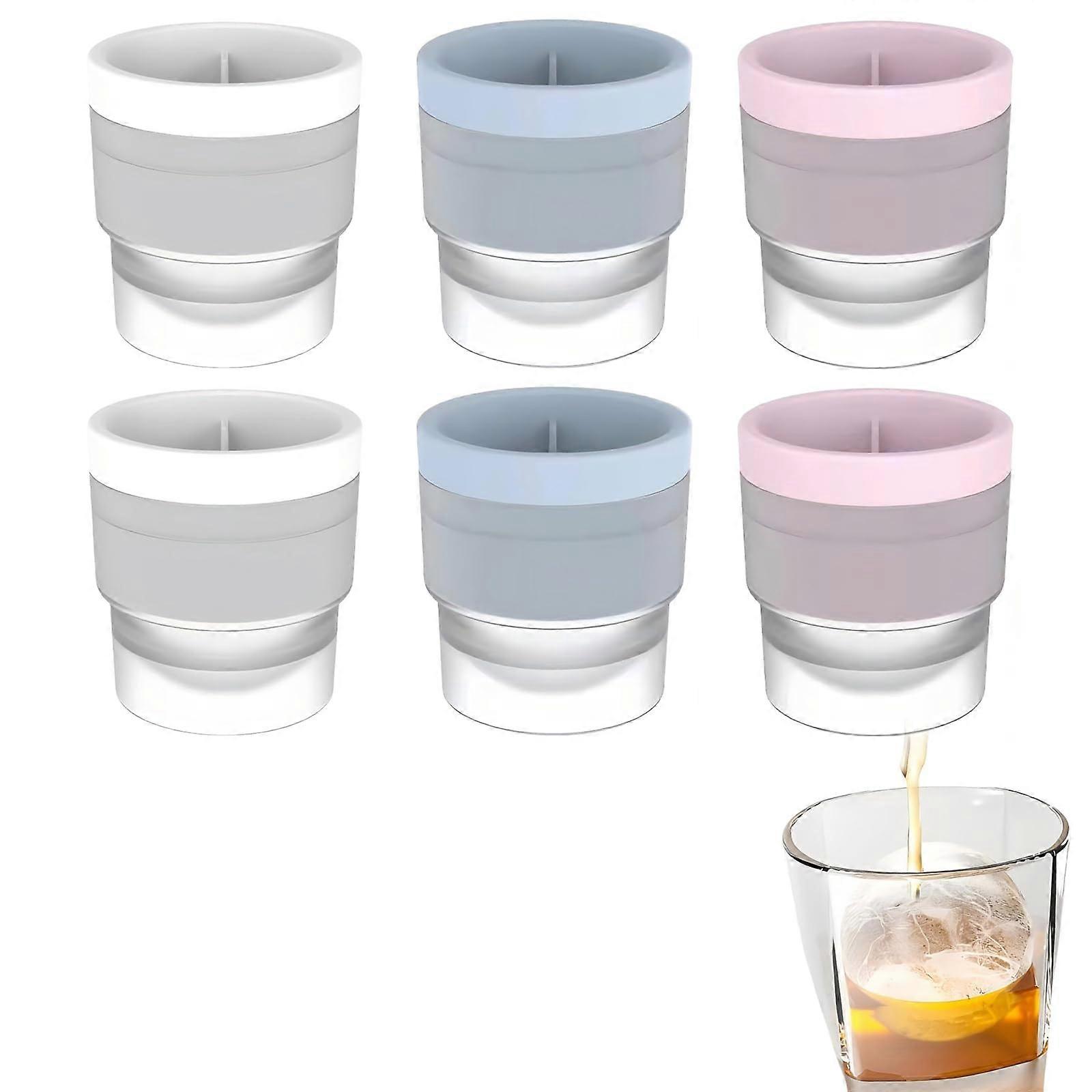 Ice Ball Maker 6Pack Silicone Whiskey Molds with SlowMelting Large Spheres, Stackable SixColor Set