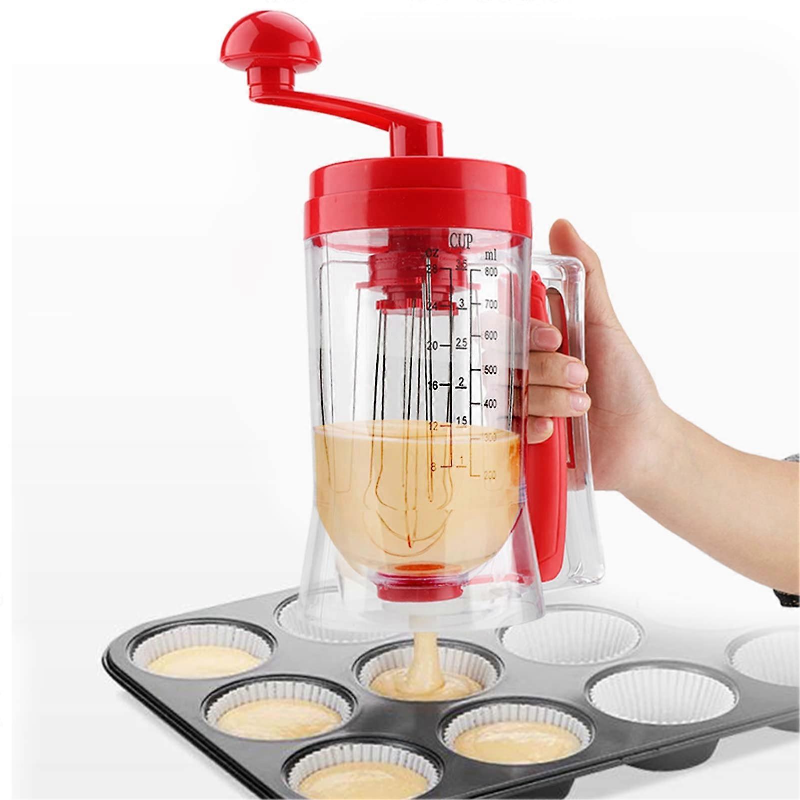 Batter Dispenser with Handle for Pancakes Cupcakes Waffles, 28oz Precise Portion Control