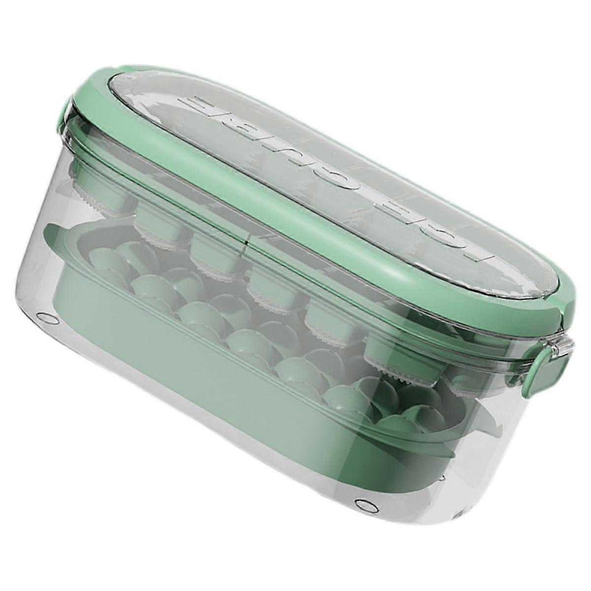 Ice Cube Tray with Lid Silicone Mold Easy Release Stackable for Freezer Cocktails Desserts Green