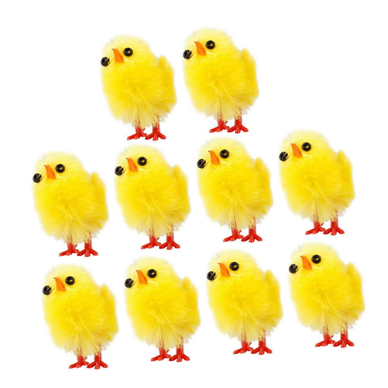 10pcs Mini Flocked Easter Chick Decorations Soft Figurines for Spring Party and Home Display