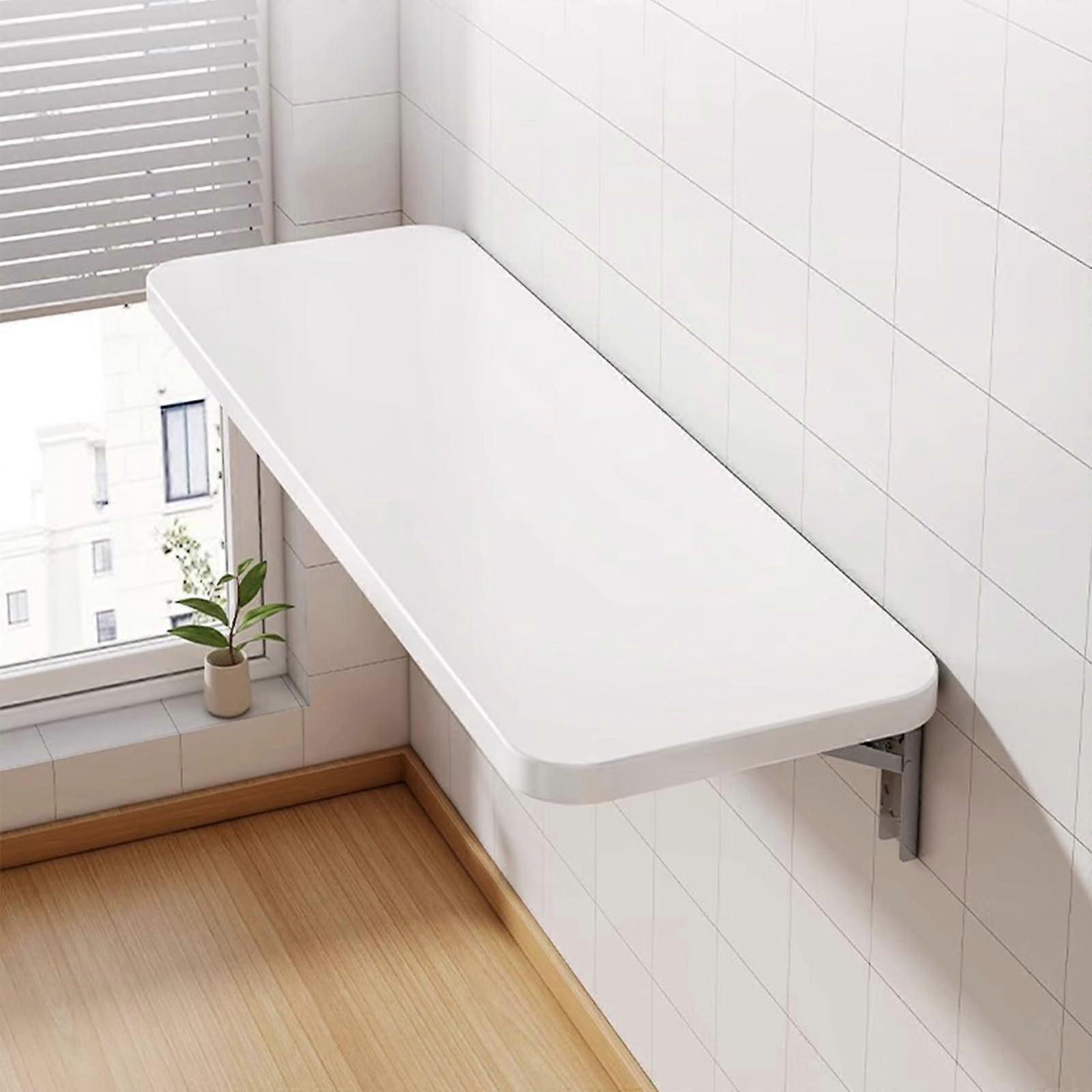 Wall Mounted Folding Table with Solid Wood Supports for Small Rooms Home Office and Kitchen Use