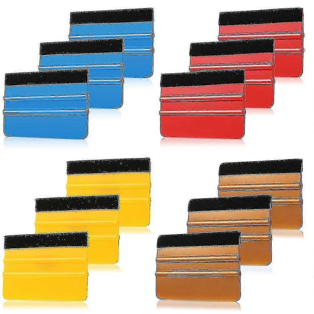 12 Pieces Plastic Felt Edge Squeegee Tool Vinyl Squeegee Felt Squeegee Applicator Tool Scraper Tool High Quality
