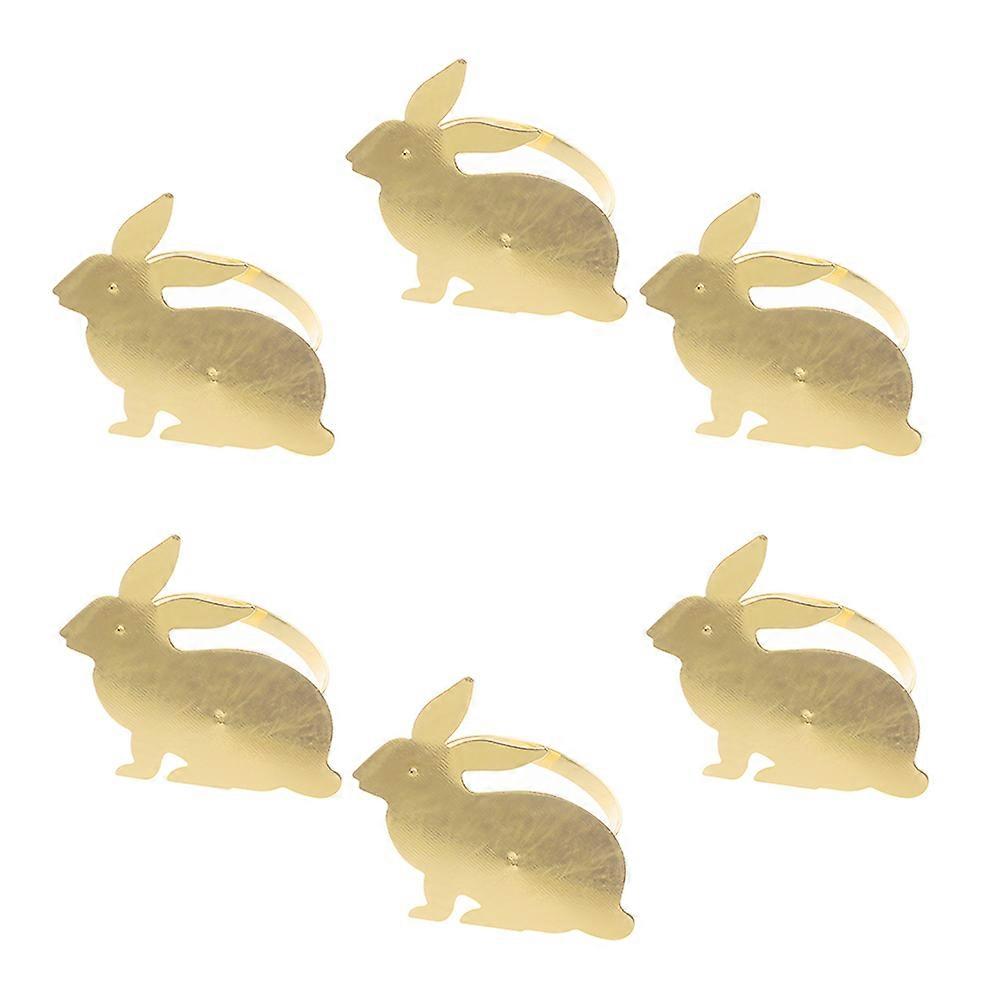Metal Rabbit Napkin Rings Easter Table Decoration for 6Pcs