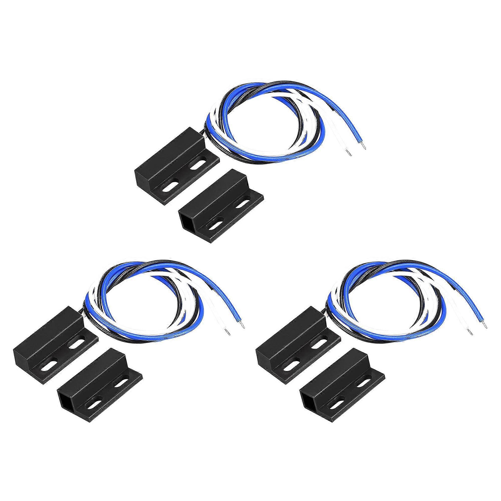 Wired Door Window Sensor 3 Pack, Magnetic Reed Switch, NO/NC Surface Mount for Security Systems