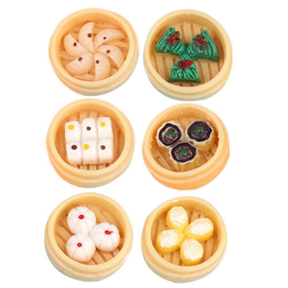Mini Simulation Food Steamer Set for Display Decoration with 6Pcs