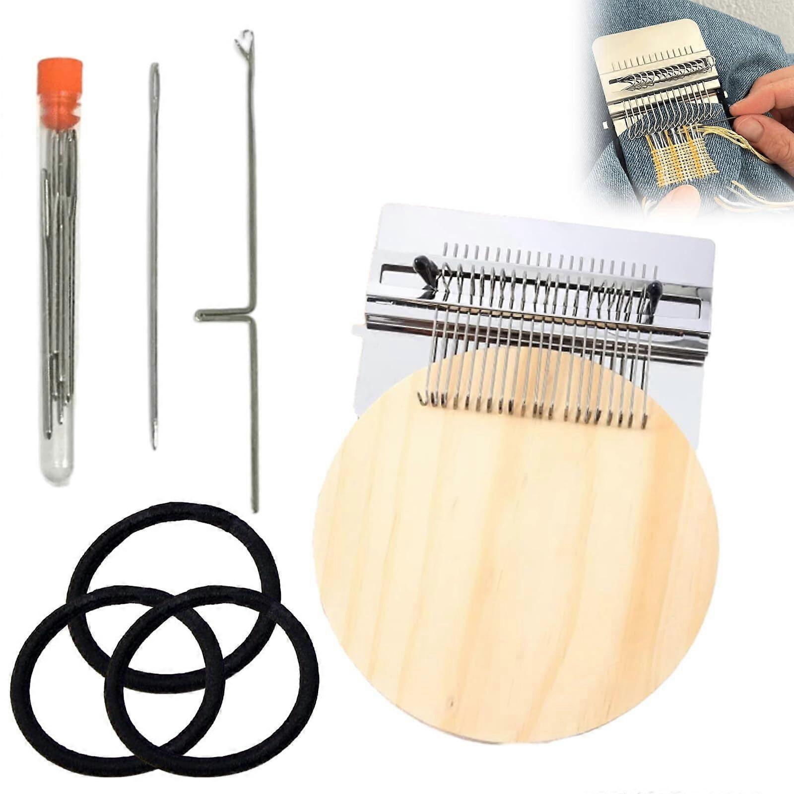 Beginner's Loom Knitting Kit, Mini Portable Darning & Patchwork Weaving Tool Set for Quick Repairs