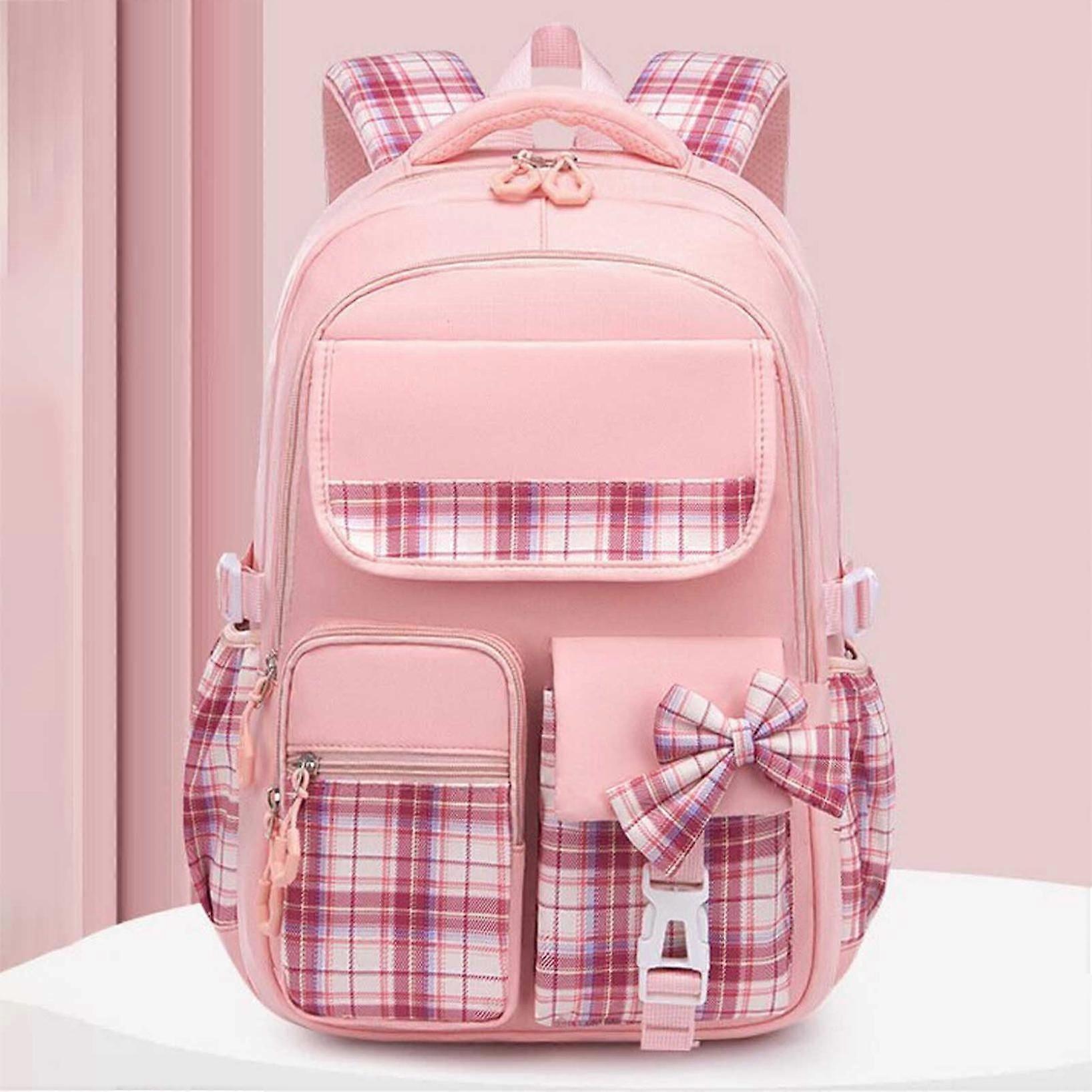 Pink Large Lightweight School Backpack with Multiple Pockets, Compatible with Travel & School