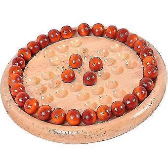 Wooden Ball Challenge Board Game, Marble Solitaire Chese for Fun, Brain Teaser Leisure, Christmas Party Game, Brown Red, 1 Set