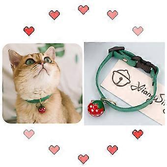 Pet Cat Collar Bell Dog Collar 2Pcs Adjustable Strawberry for Pets