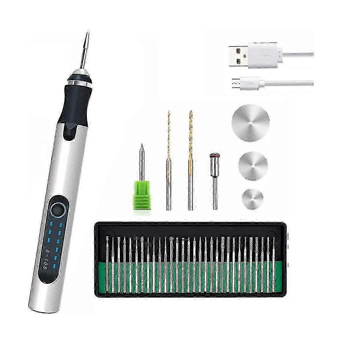 Rechargeable Cordless Engraving Pen, USB Customizer Professional, 30 Bits