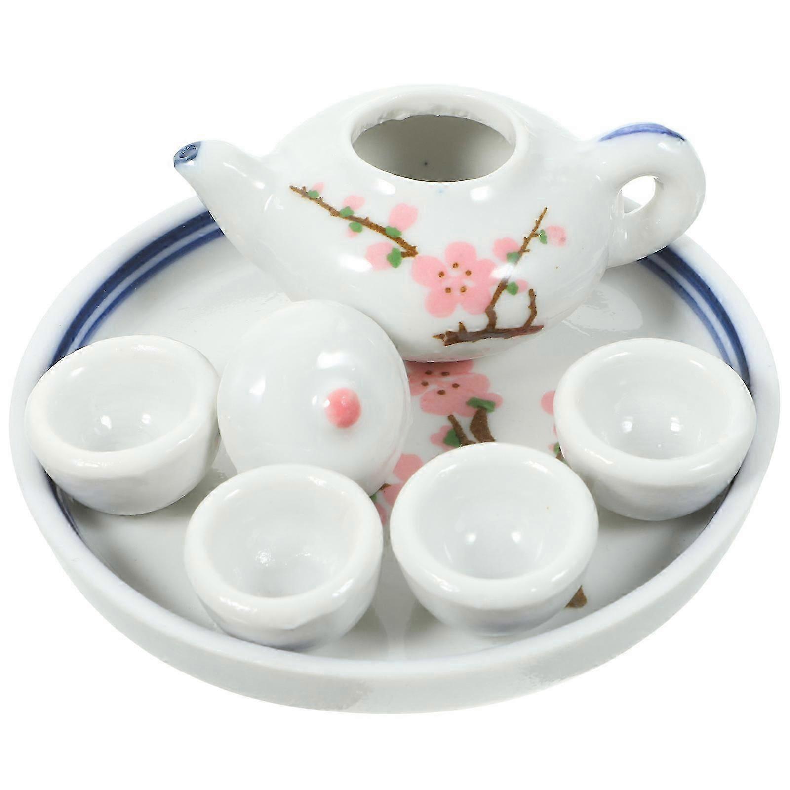 Play Tea Set Mini Ceramic Tableware for Kid Playing 1Set