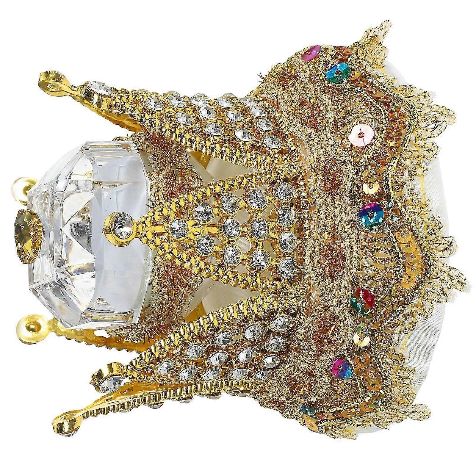 Golden Engagement Ring Box Crown Ring Holder for Wedding