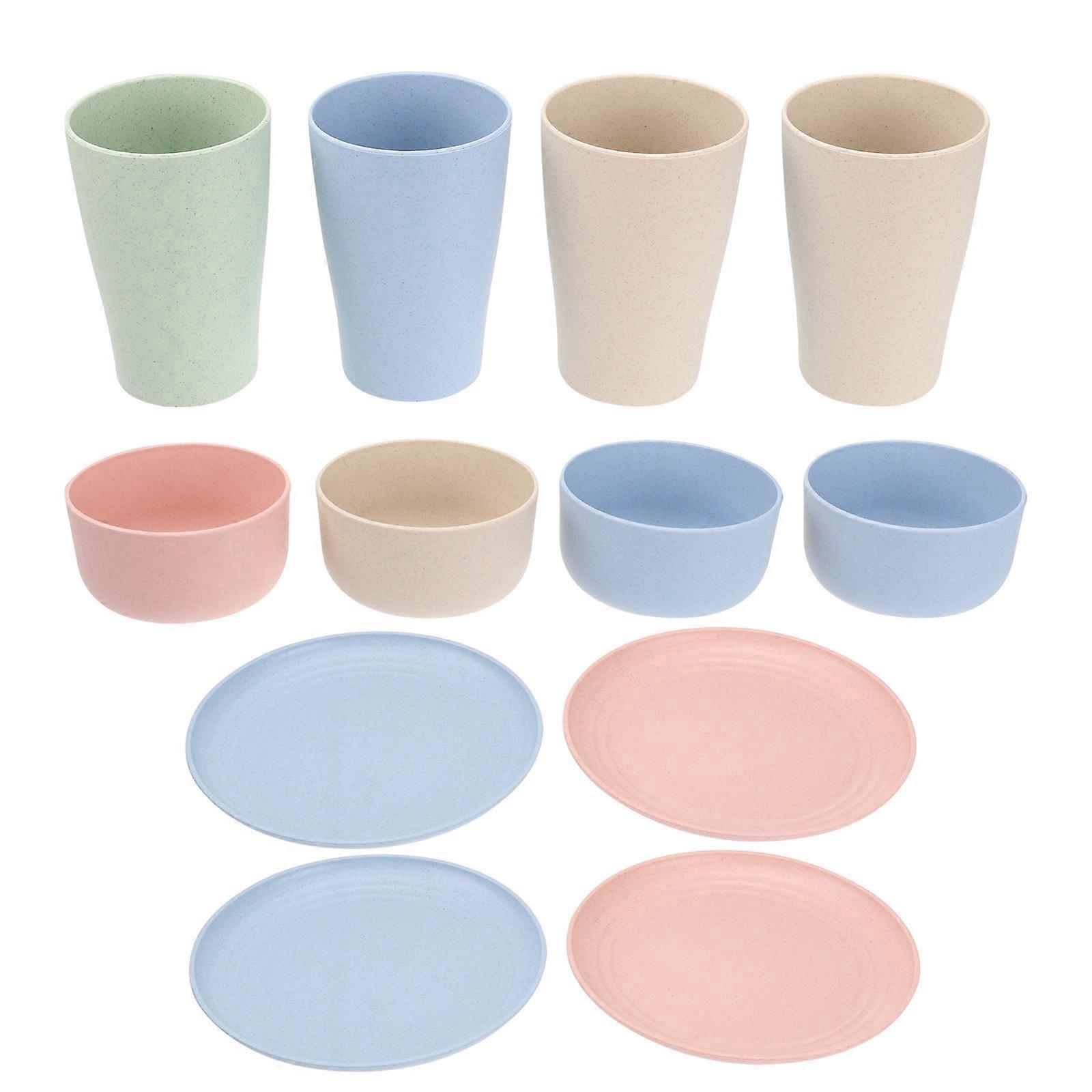 Household Tableware Cup Set for Food Serving Includes 4Sets in Random Colors