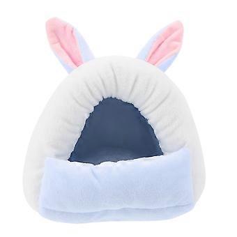 Hamsterhaus-Bett für Kleintiere mit Käfighängematte, blau, aus Baumwolle