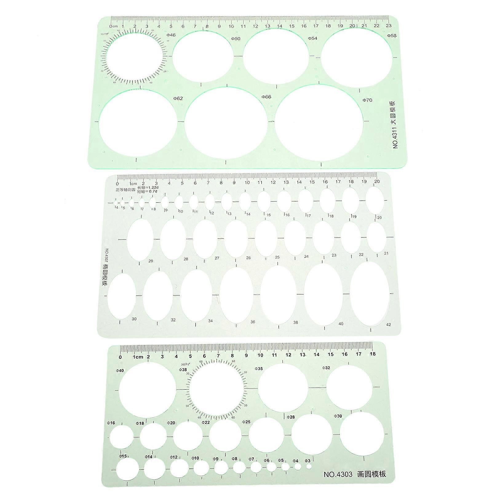 Geometric Drawing Stencils for Measuring Use 3Pcs Plastic Template Rulers