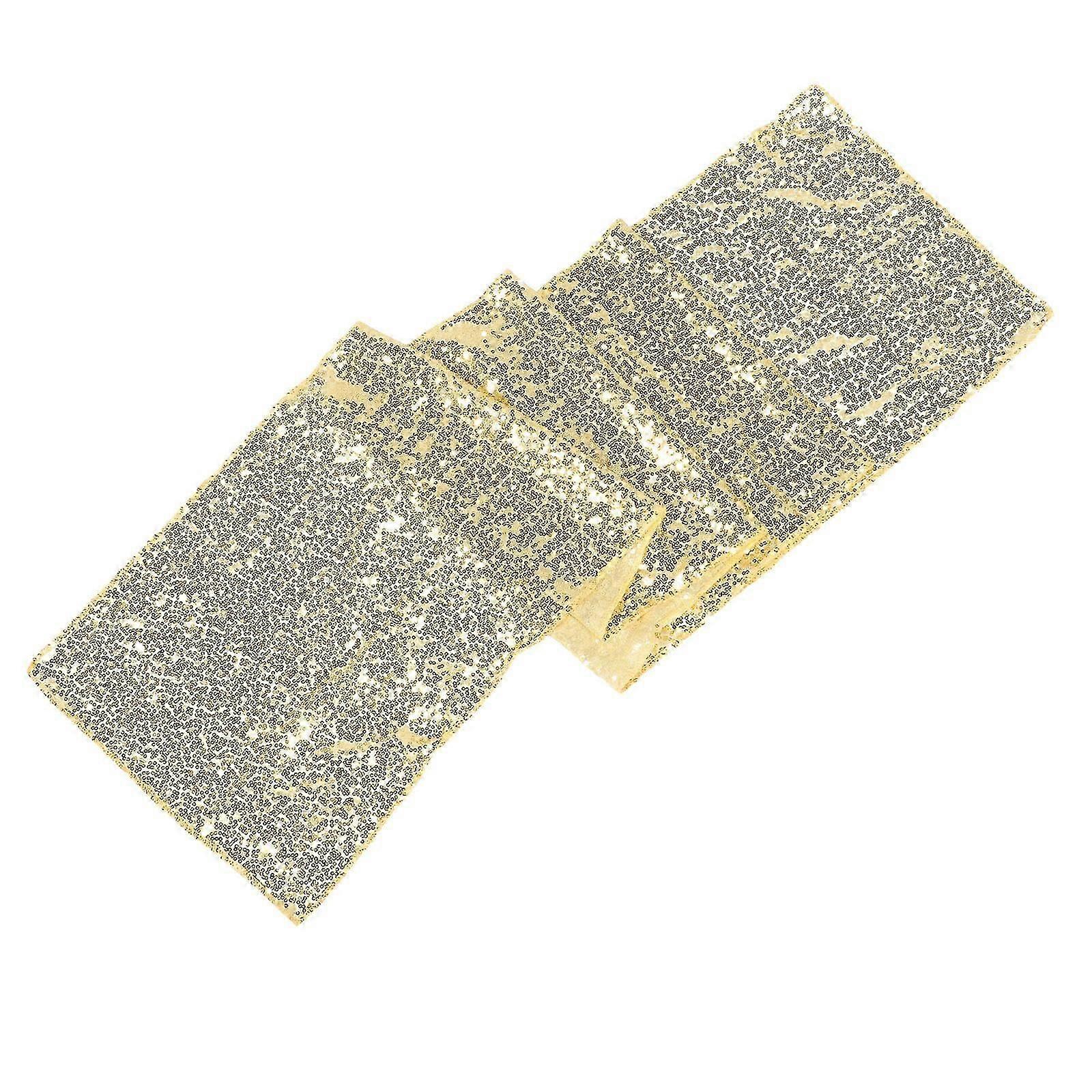 Golden Sequin Table Runner for Decoration with Polyester Material
