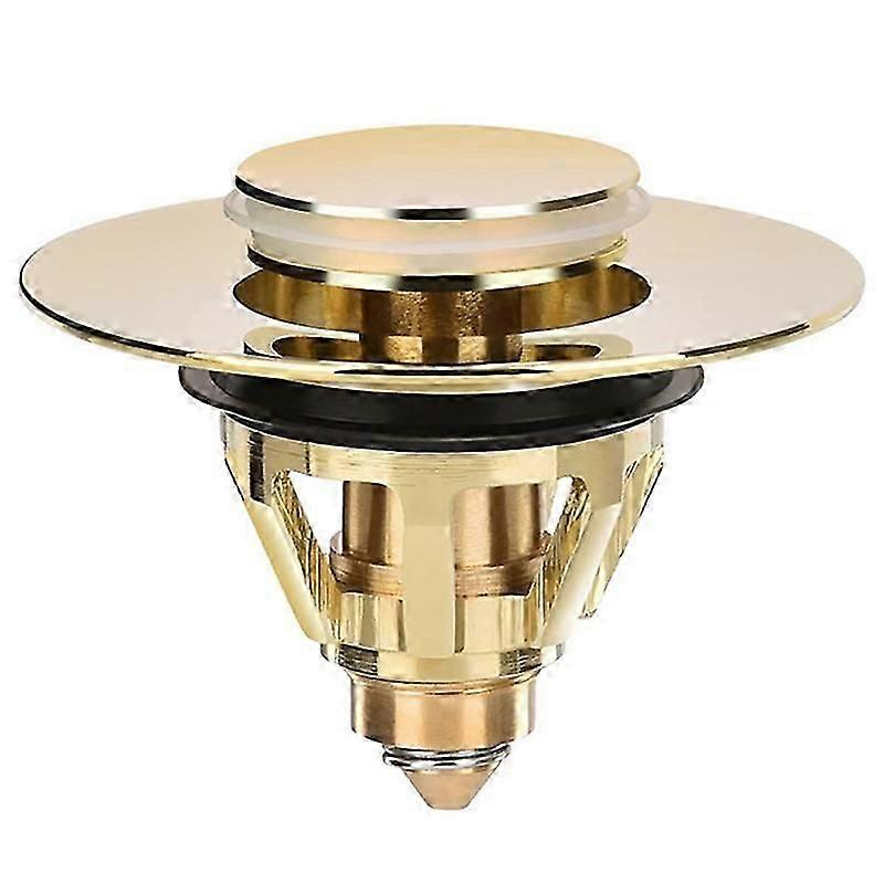Drain Fitting Washbasin, Universal -Up Valve Plug, Sink (Gold)