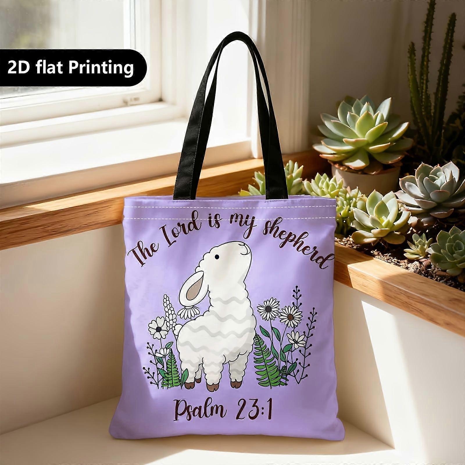 Sac cabas, sac bandoulière portable, imprimé recto-verso, motif religieux (agneau, verset biblique), idéal pour Tr-Rpolk