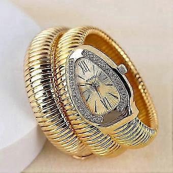 Vrouwen Snake Bracelet Horloge Serpentijn Bling Diamond Quartz Horloges-Yvan