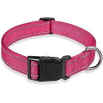 Pink S Reflective Dog Collar with Buckle Adjustable Safety Nylon Collars for Small Medium Large Dogs