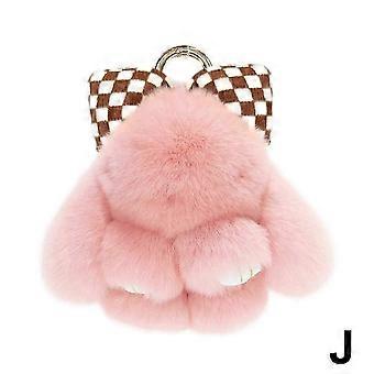 Cute Bow Little Bunny Car Keychain Plush Pendant Backpack Bag Pendant-