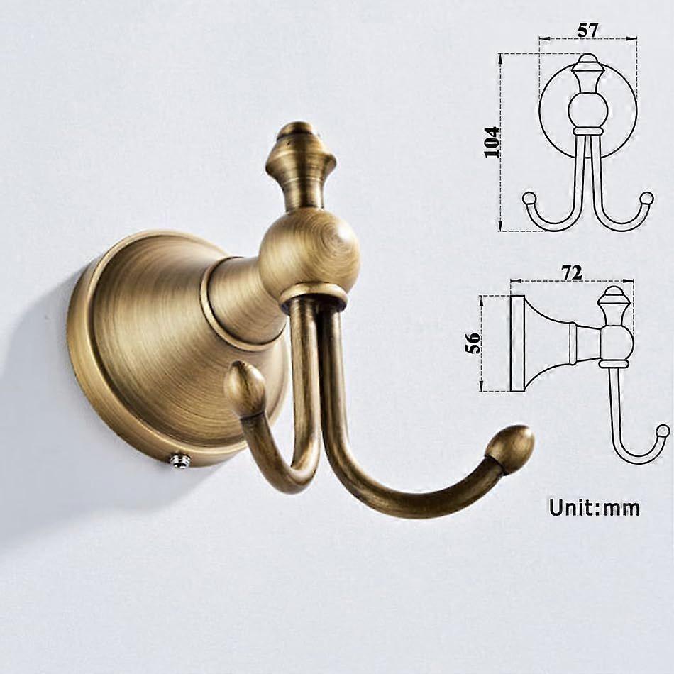 Antique Brass Bath Robe Hook - Double Hooks