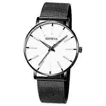 GENEVA Men Quartz Watch Fashion Casual Wrist Watch with Stainless Steel Strap - Style G