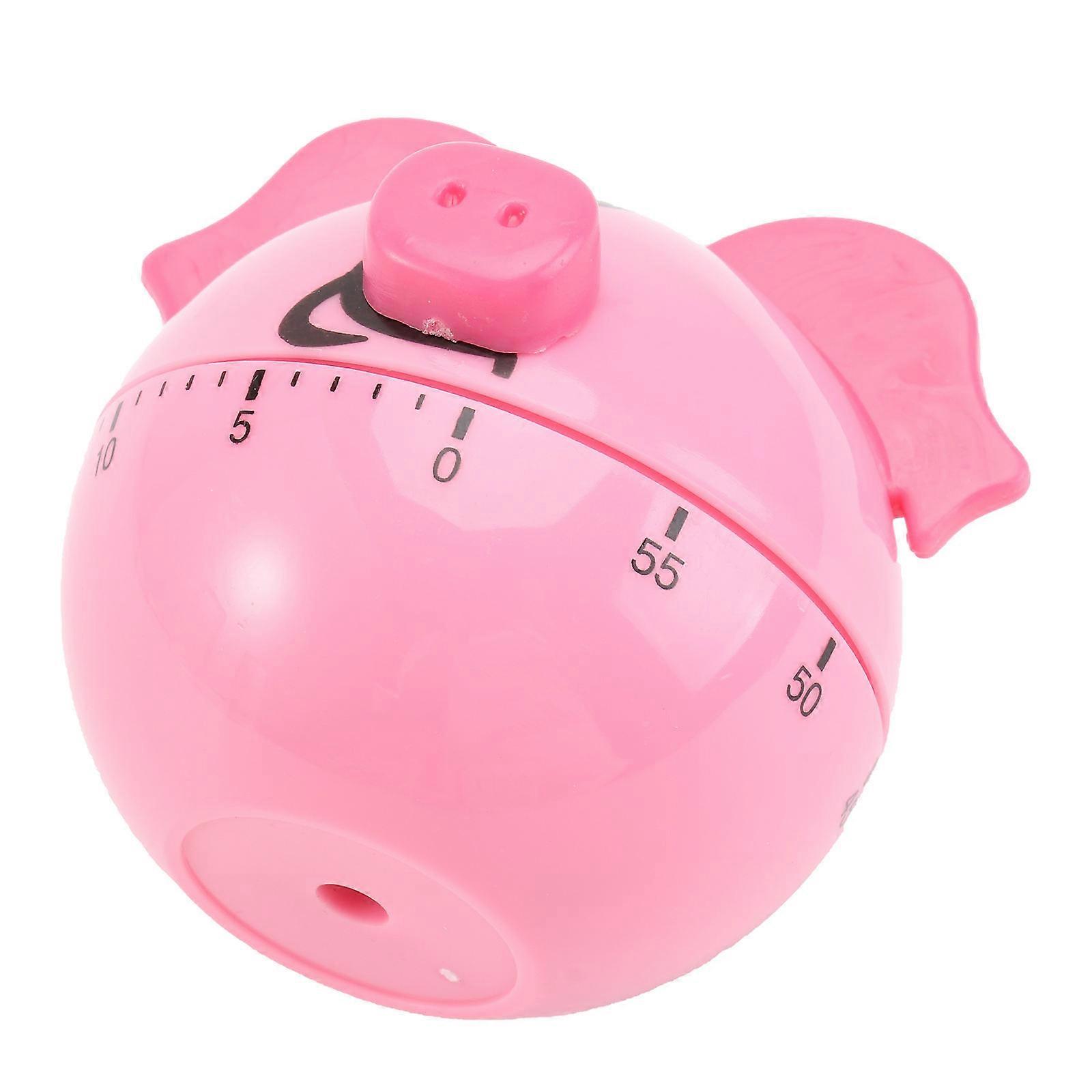 1Pc Pig Shaped Mechanical Timer Household Timer Kitchen Time Reminder (Pink)
