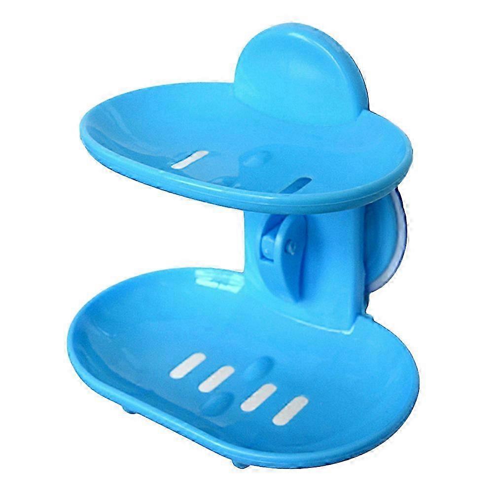 Bathroom Soap Holder Suction Cup Double Soap Dish Blue