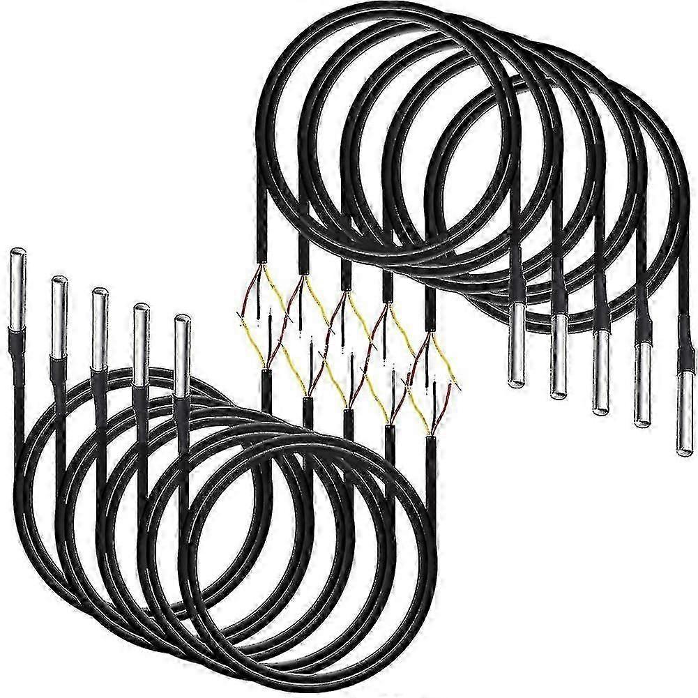 10pcs Waterproof Ds18b20 Temperature Sensor, Digital Temperature Thermal Cable Temperature (-55- +