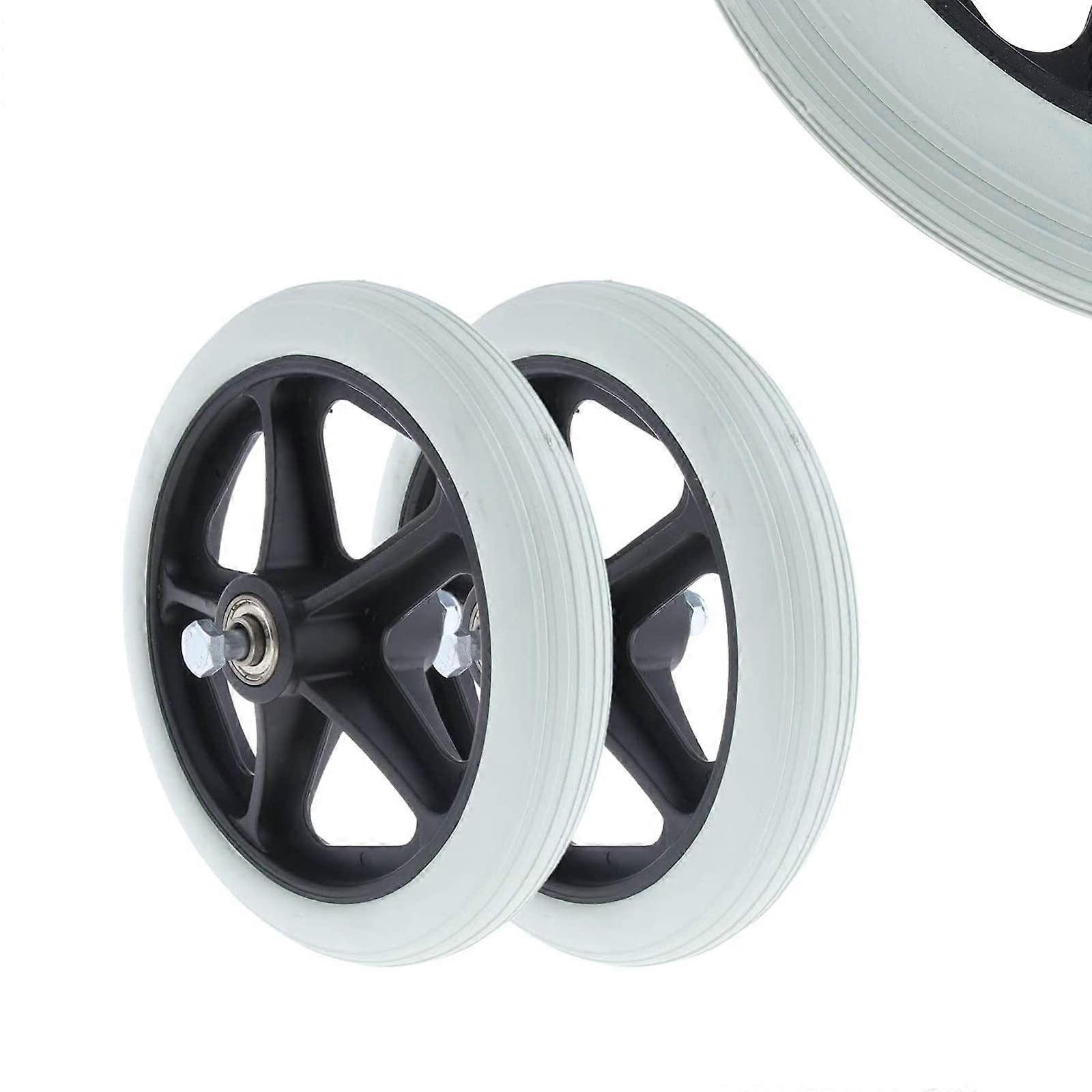 6 Inch Solid Wheelchair Front Replacement Wheels Set, Durable Rubber Caster Wheels Easy to Install