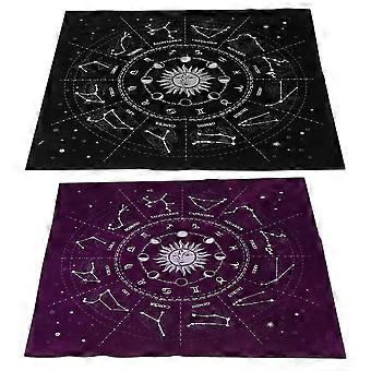 2Pcs Tarot Tablecloth Set Non‑Slip Flannel Altar Cloth with Astrology Constellation Design
