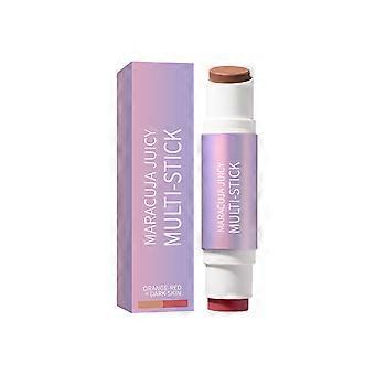 2pcs 2-in-1 Blush & Contour Stick, Dual-ended Natural Soft Lightweight Portable Face Stick, Orange Red + Deep Skin Tone