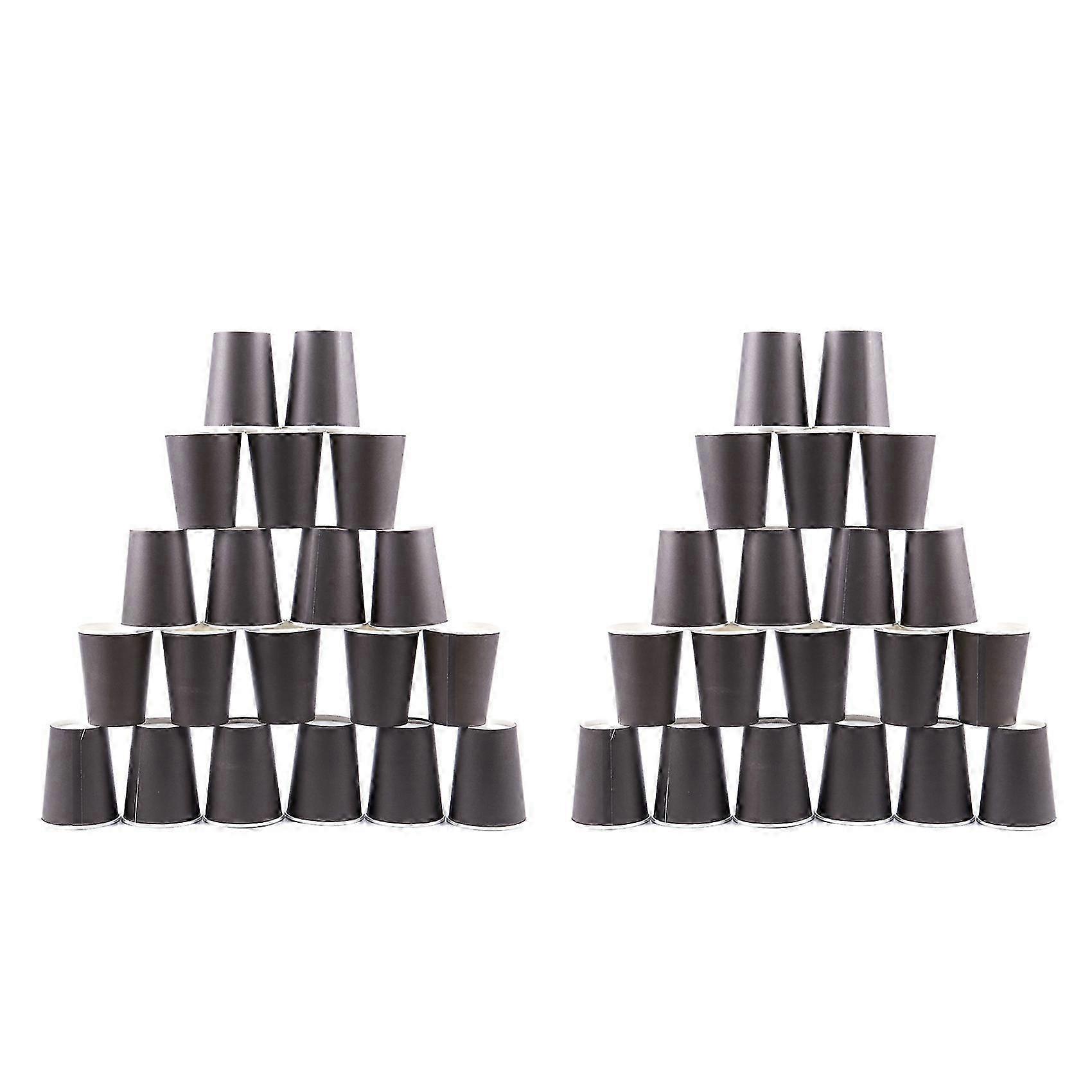 40 Paper Cups (9Oz) - Plain Solid Colours Birthday Party Tableware Catering(Black)