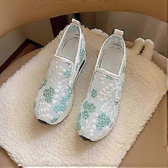 Sneakers da donna con ricamo floreale, sneakers in mesh da donna, scarpe casual comode con tacco, slip-on, da donna llo