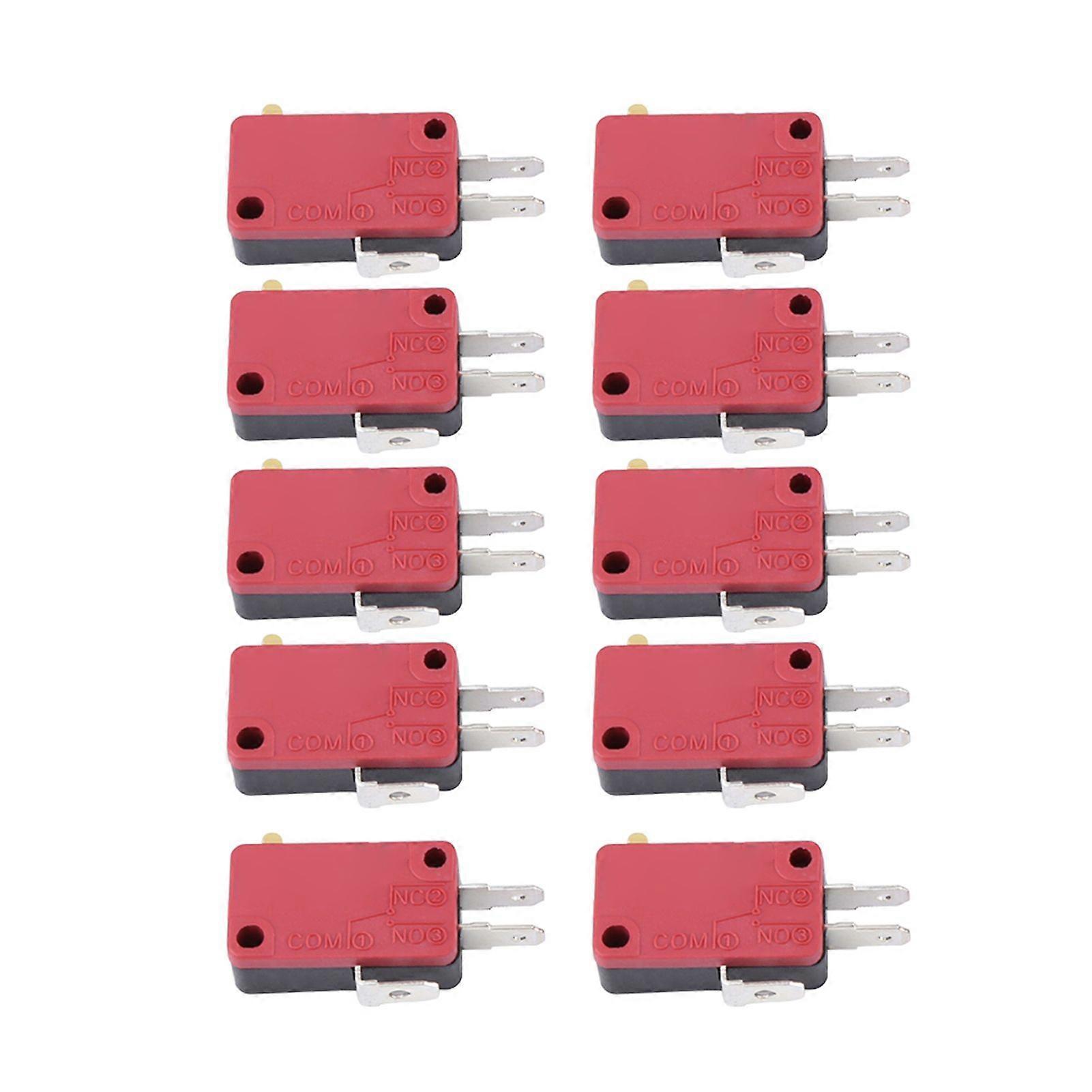 10Pcs Red 3Pins Push Button Micro Switch Replacement for Arcade Game