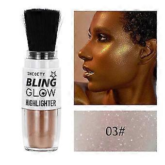 Illuminante in polvere glitterata per il trucco, polvere glitterata per il corpo, illuminante in polvere per il viso 3D naturale, fard in polvere