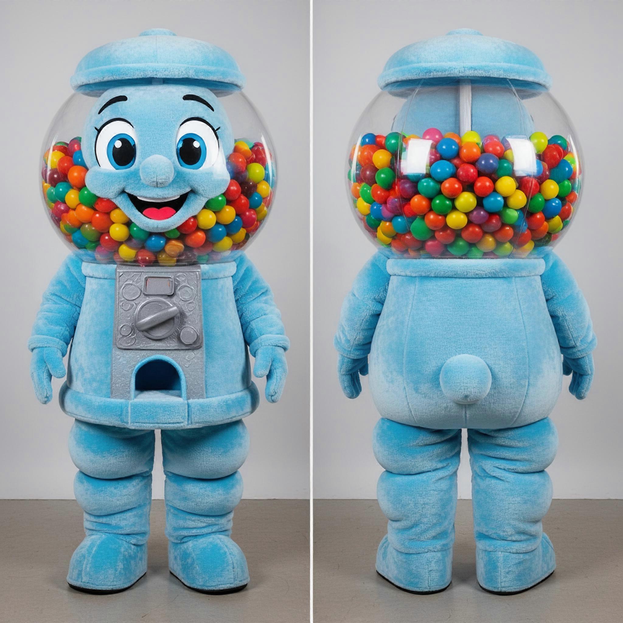MASTICOT Sky Blue Cartoon Gumball Machine Mascot