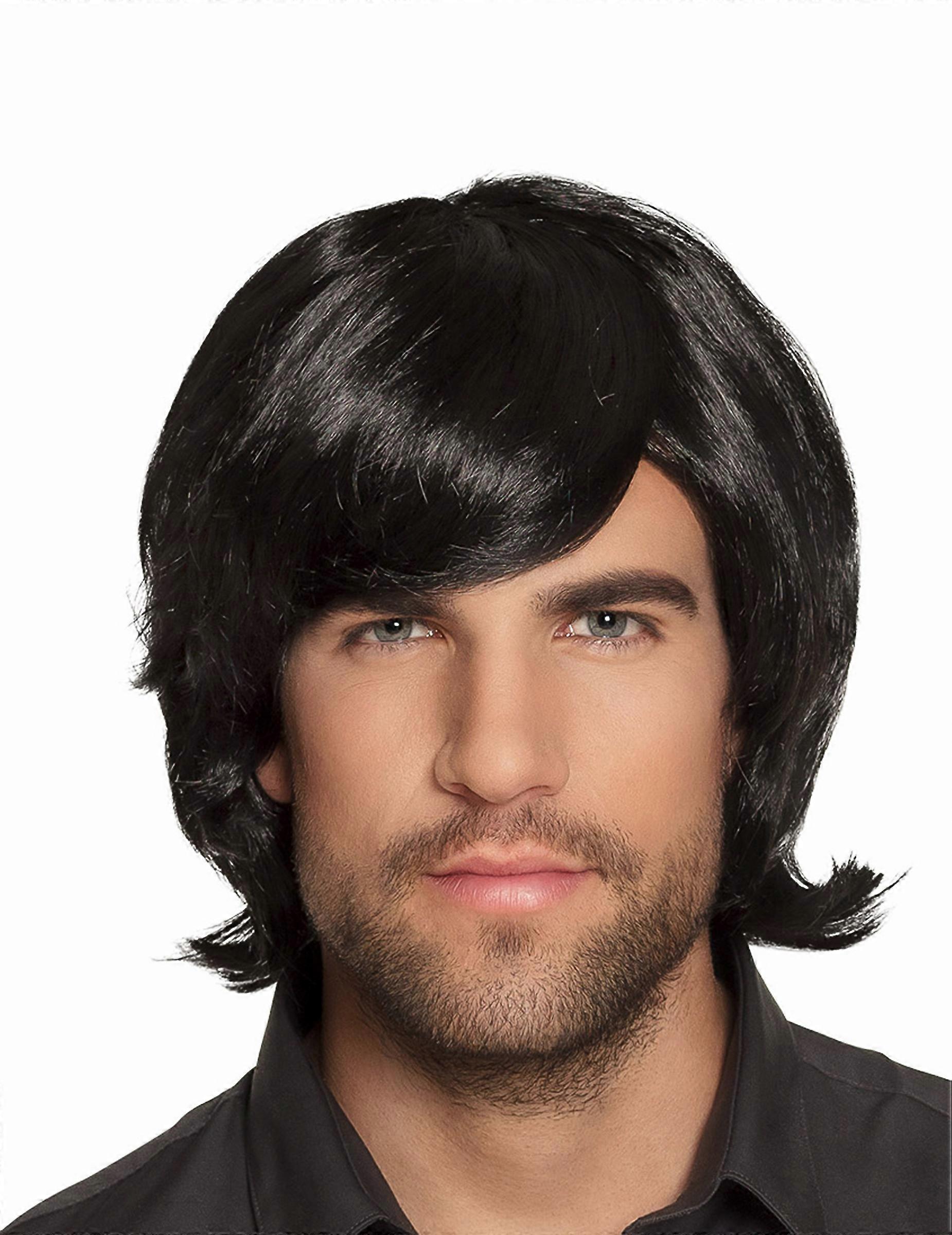 Black retro wig for men