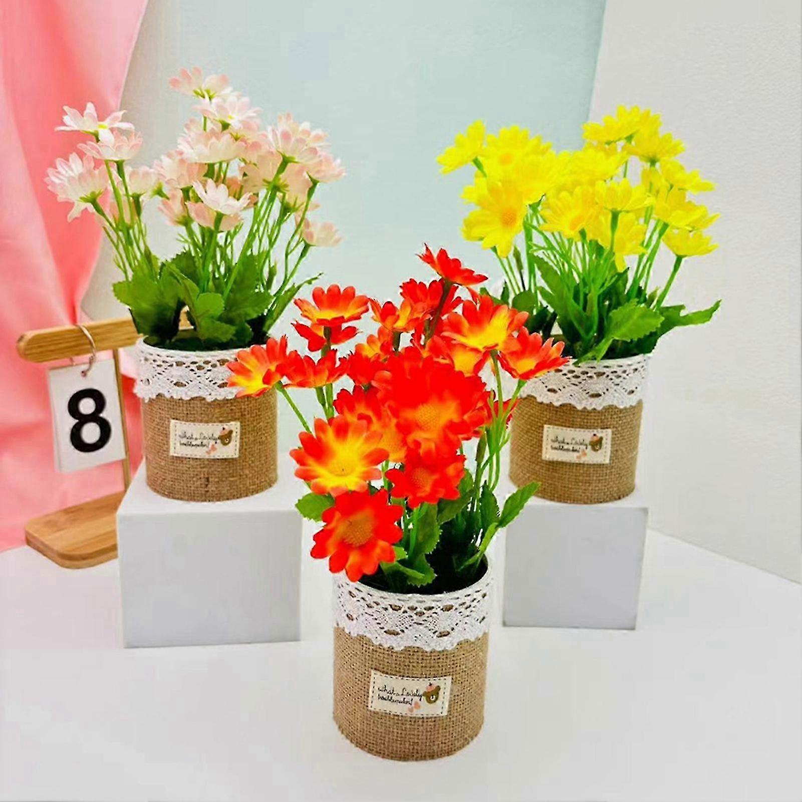 Straight-Linen Simulated Flower Pot