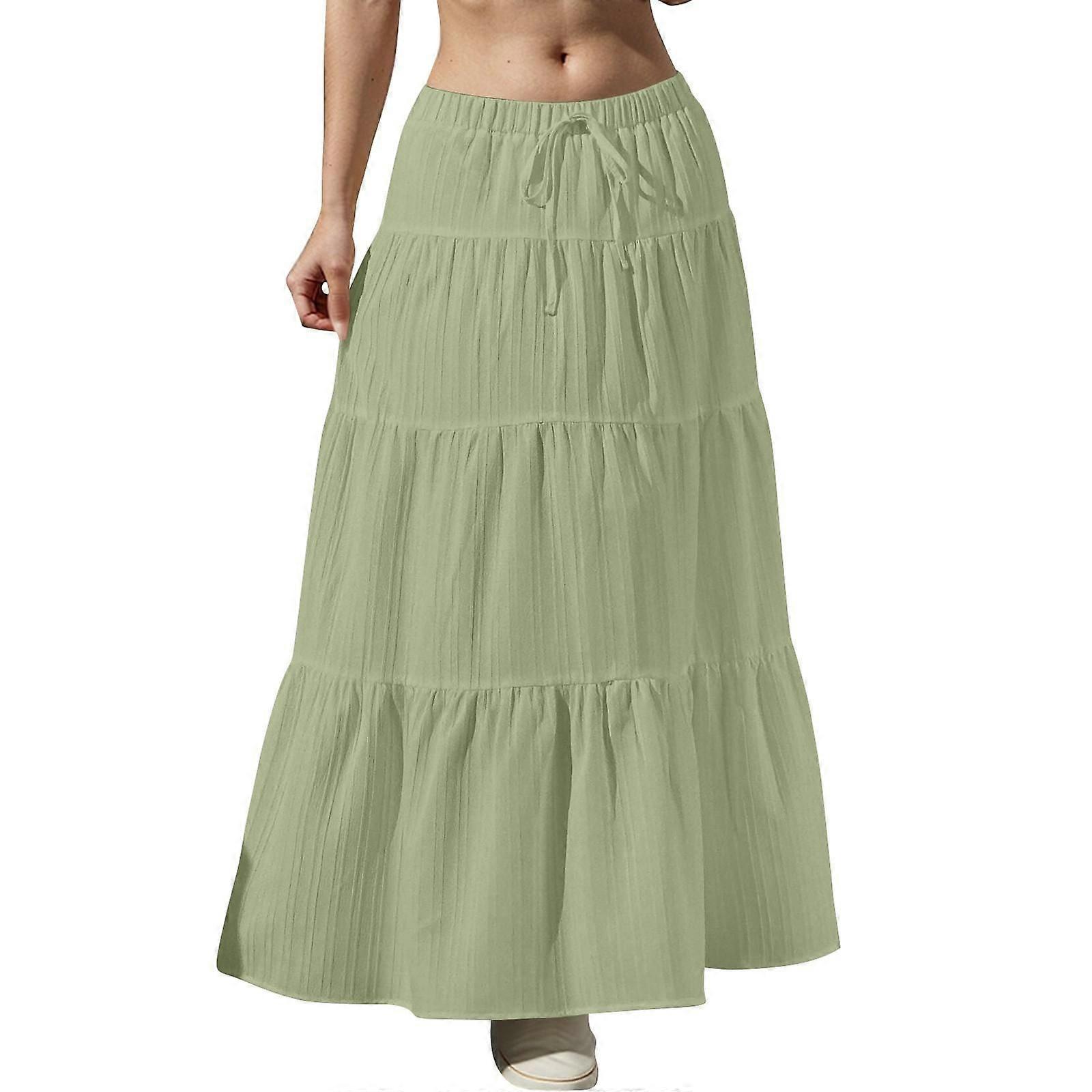 Women's Flowy Flared Ruffle Hem A Line Maxi Skirts