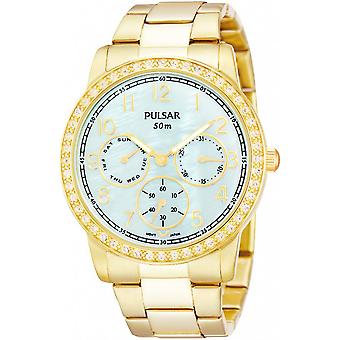 Pulsar dress reloj para Mujer Analógico de Cuarzo con brazalete de Acero inoxidable bañado en oro PP6094X1