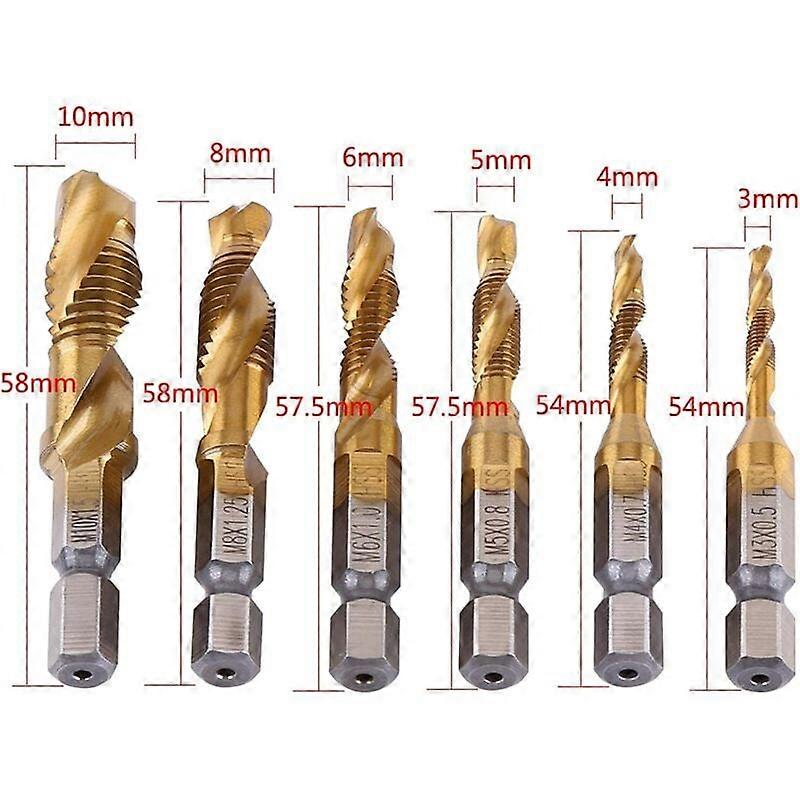 Titanium-Coated Metric Tap Drill Bits Set