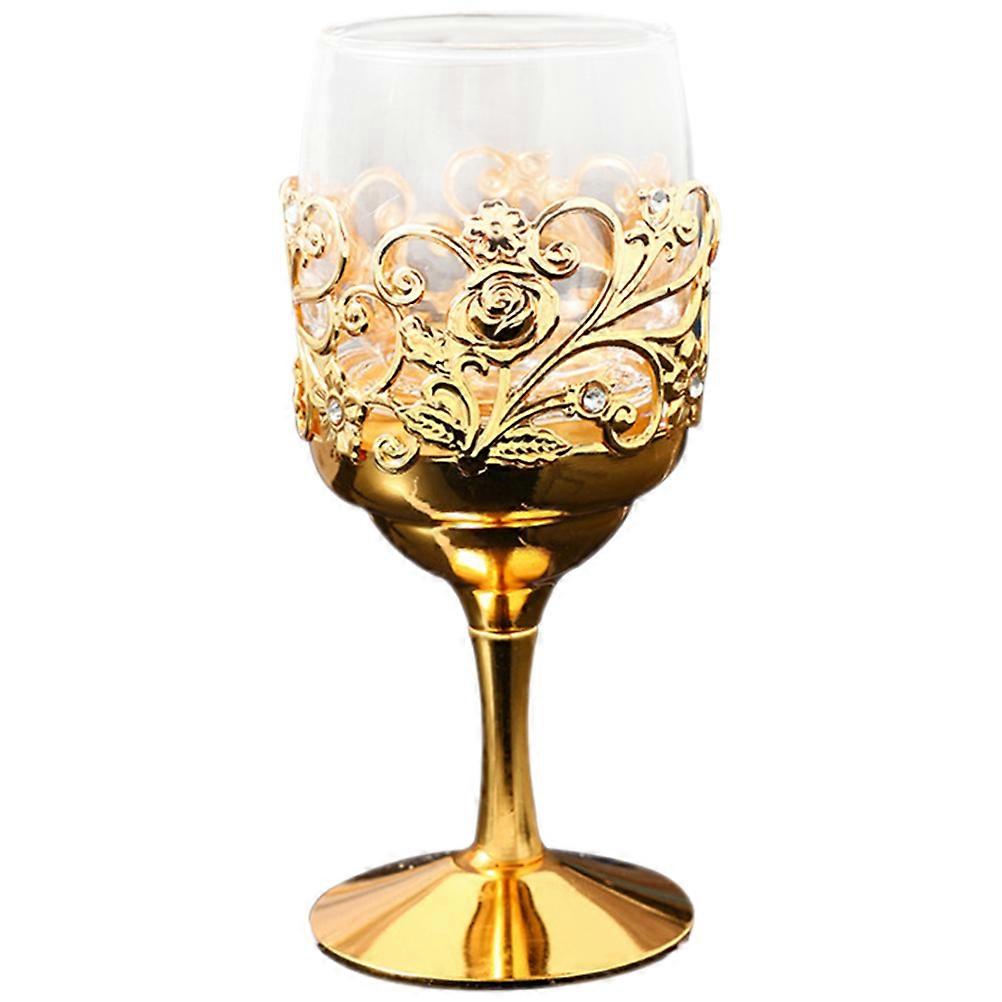Glass Goblet for Drinking Use Golden Cup