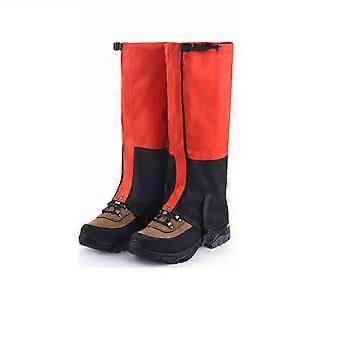 Waterproof Snow Gaiters for Hiking Boots, Breathable Adjustable Fit with Durable TPU Strap, Red Medium