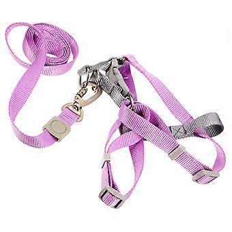 Dog Harness and Leash Adjustable Set for Puppy 2Sets Violet Polyester
